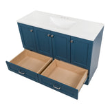Diamond NOW Cassidy 48-in Admiral Blue Single Sink Bathroom Vanity with White Cultured Marble Top