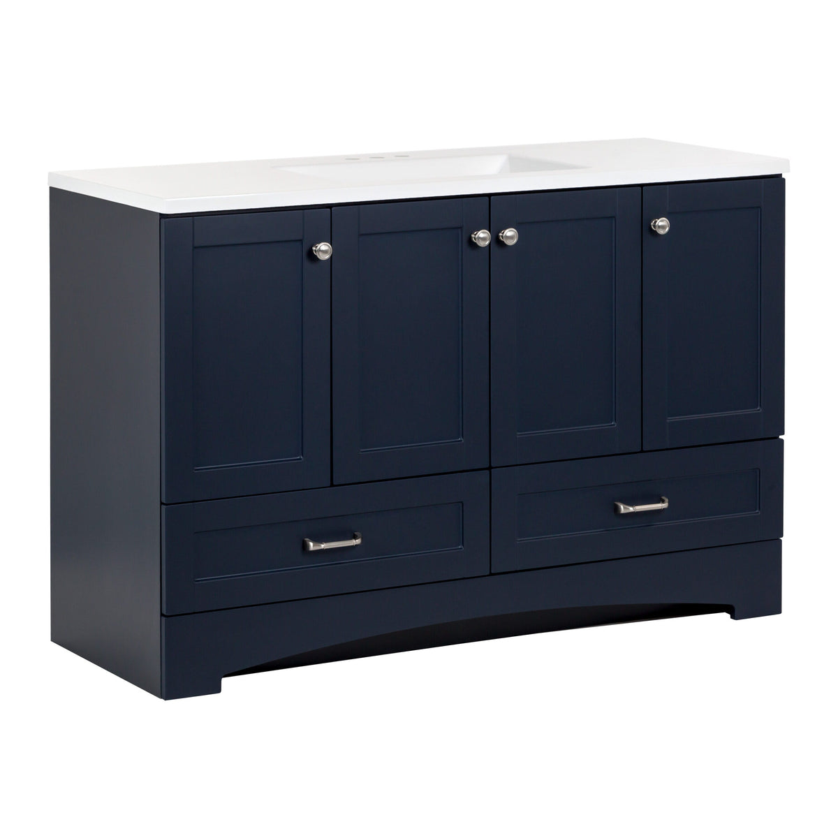 Diamond NOW Cassidy 48.5-in Deep Blue Single Sink Bathroom Vanity with White Cultured Marble Top