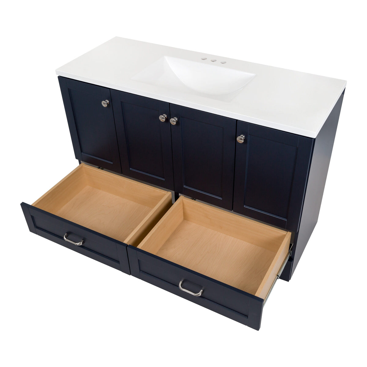 Diamond NOW Cassidy 48.5-in Deep Blue Single Sink Bathroom Vanity with White Cultured Marble Top