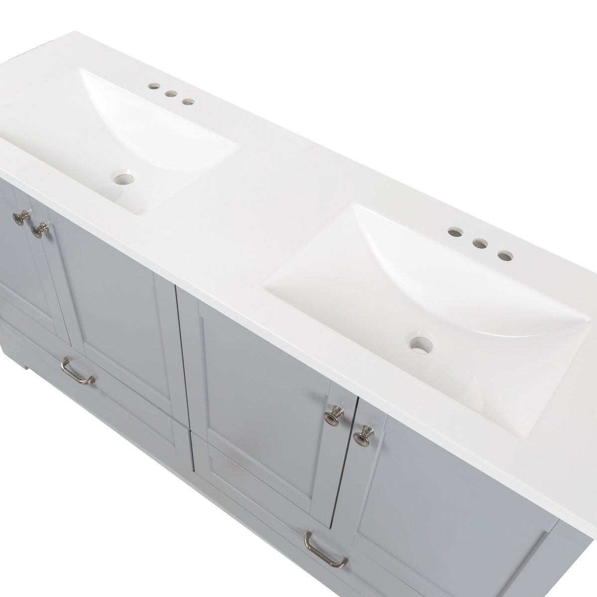Diamond NOW Cassidy 60.5-in Pearl Gray Double Sink Bathroom Vanity with White Cultured Marble Top