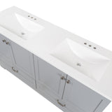 Diamond NOW Cassidy 60.5-in Pearl Gray Double Sink Bathroom Vanity with White Cultured Marble Top