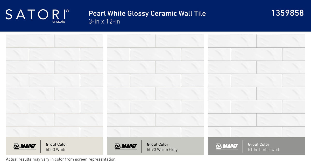 Satori Pearl White 3-in x 12-in Glossy Ceramic Subway Wall Tile (0.24-sq. ft/ Piece)