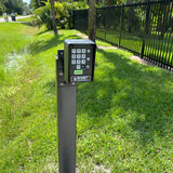 Ghost Controls Keypad Mounting Pedestal for Driveway Gate Opener - Party Mode, Vacation Mode, 20 Access Codes, Battery Powered