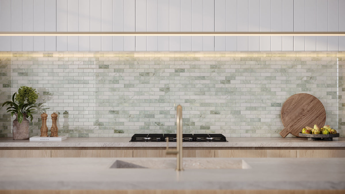 Satori Tereno Verde 12-in x 12-in Polished Natural Stone Mosaic Floor and Wall Tile (0.98-sq. ft/ Piece)
