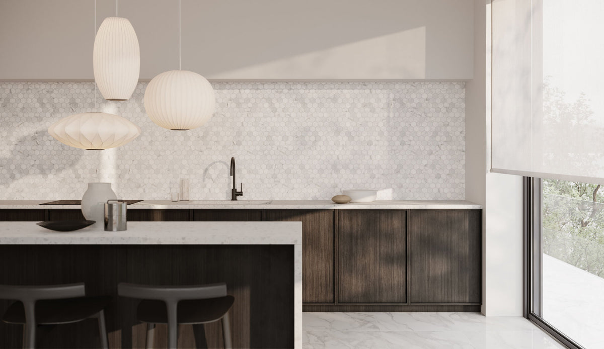 Satori Carrara 12-in x 12-in Multi-finish Natural Stone Look Hexagon Mosaic Floor and Wall Tile (0.96-sq. ft/ Piece)