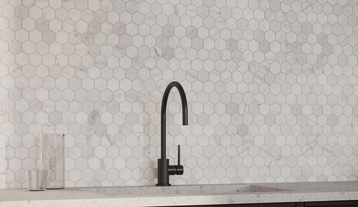 Satori Carrara 12-in x 12-in Multi-finish Natural Stone Look Hexagon Mosaic Floor and Wall Tile (0.96-sq. ft/ Piece)