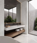Satori Carrara Domani Polished 24-in x 24-in Polished Porcelain Marble Look Floor Tile