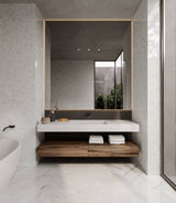 Satori Carrara Domani Polished 24-in x 24-in Polished Porcelain Marble Look Floor Tile