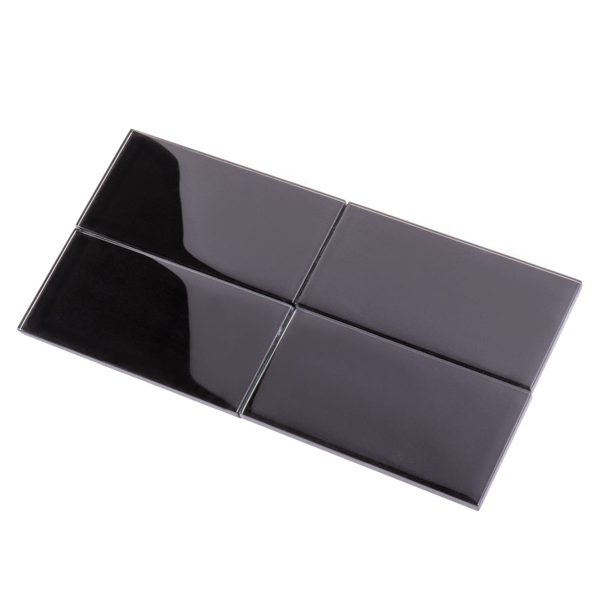 Apollo Tile (Sample) Wall Tile Black 3-in x 6-in Glossy Glass Brick Subway Wall Tile