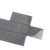 Apollo Tile (Sample) Wall Tile Ash Gray 3-in x 6-in Glossy Glass Subway Wall Tile
