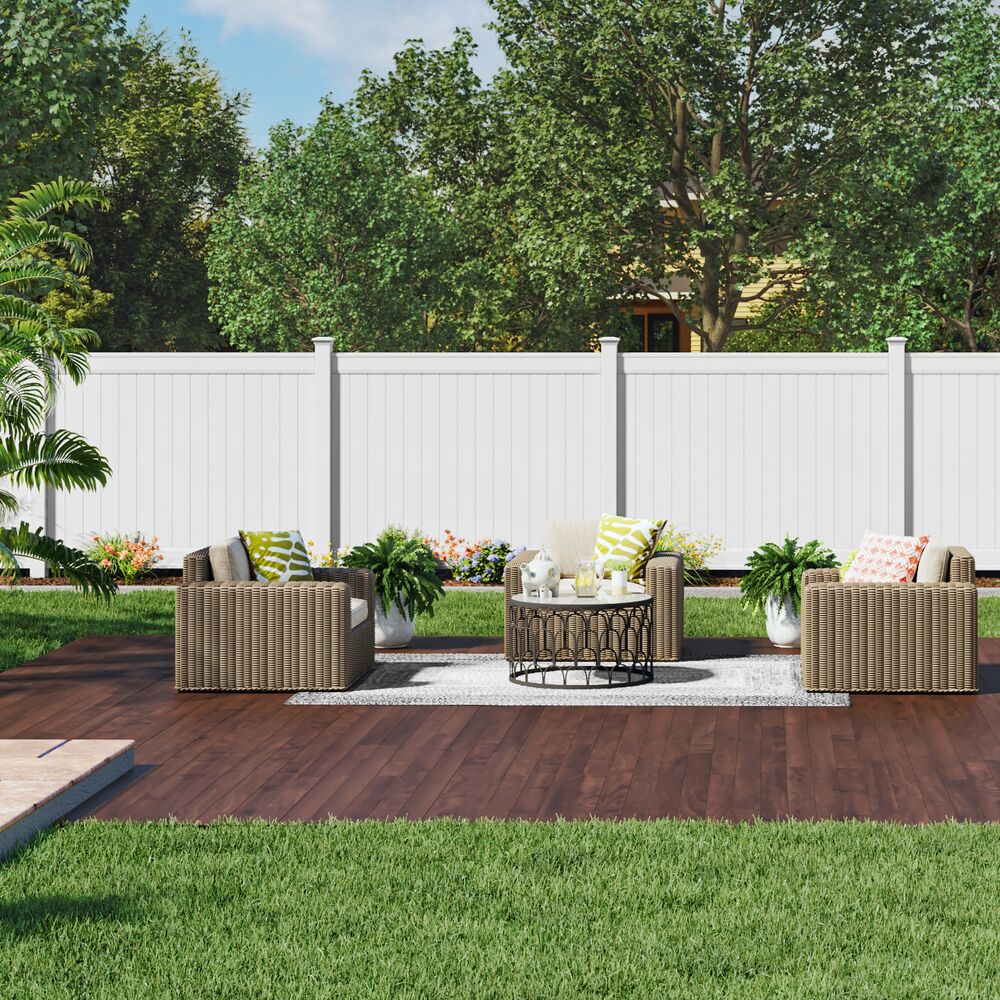 Freedom Emblem 6-ft H x 8-ft W White Privacy Vinyl Flat-top Fence Panel (Unassembled)