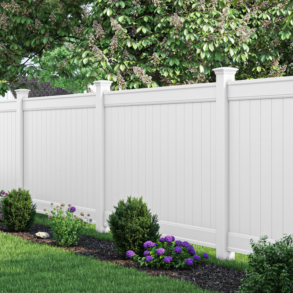 Freedom Emblem 6-ft H x 8-ft W White Privacy Vinyl Flat-top Fence Panel (Unassembled)
