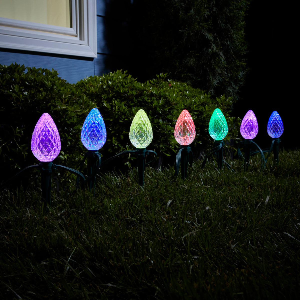 GE Color Effects 8-Marker Color-Changing LED G60 Christmas Pathway Light Set with Remote