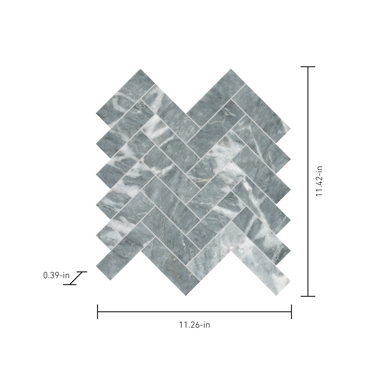 Satori Cielo Sterling 11-in x 11-in Honed Natural Marble Herringbone Mosaic Floor and Wall Tile (0.893-sq ft per Piece)