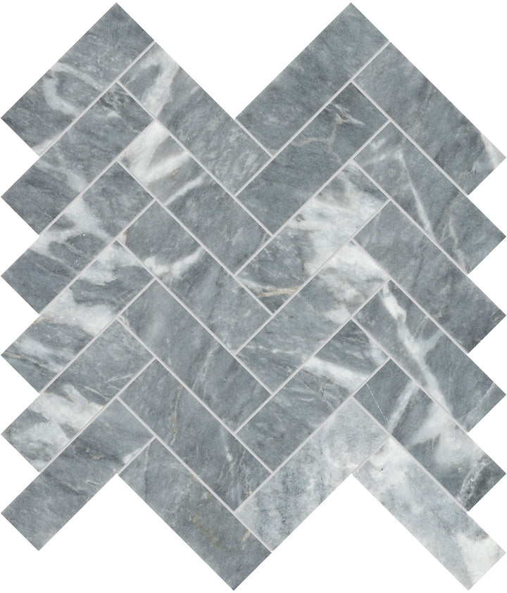 Satori Cielo Sterling 11-in x 11-in Honed Natural Marble Herringbone Mosaic Floor and Wall Tile (0.893-sq ft per Piece)