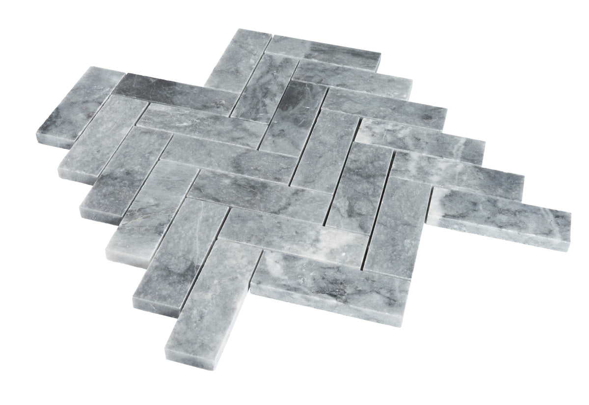 Satori Cielo Sterling 11-in x 11-in Honed Natural Marble Herringbone Mosaic Floor and Wall Tile (0.893-sq ft per Piece)