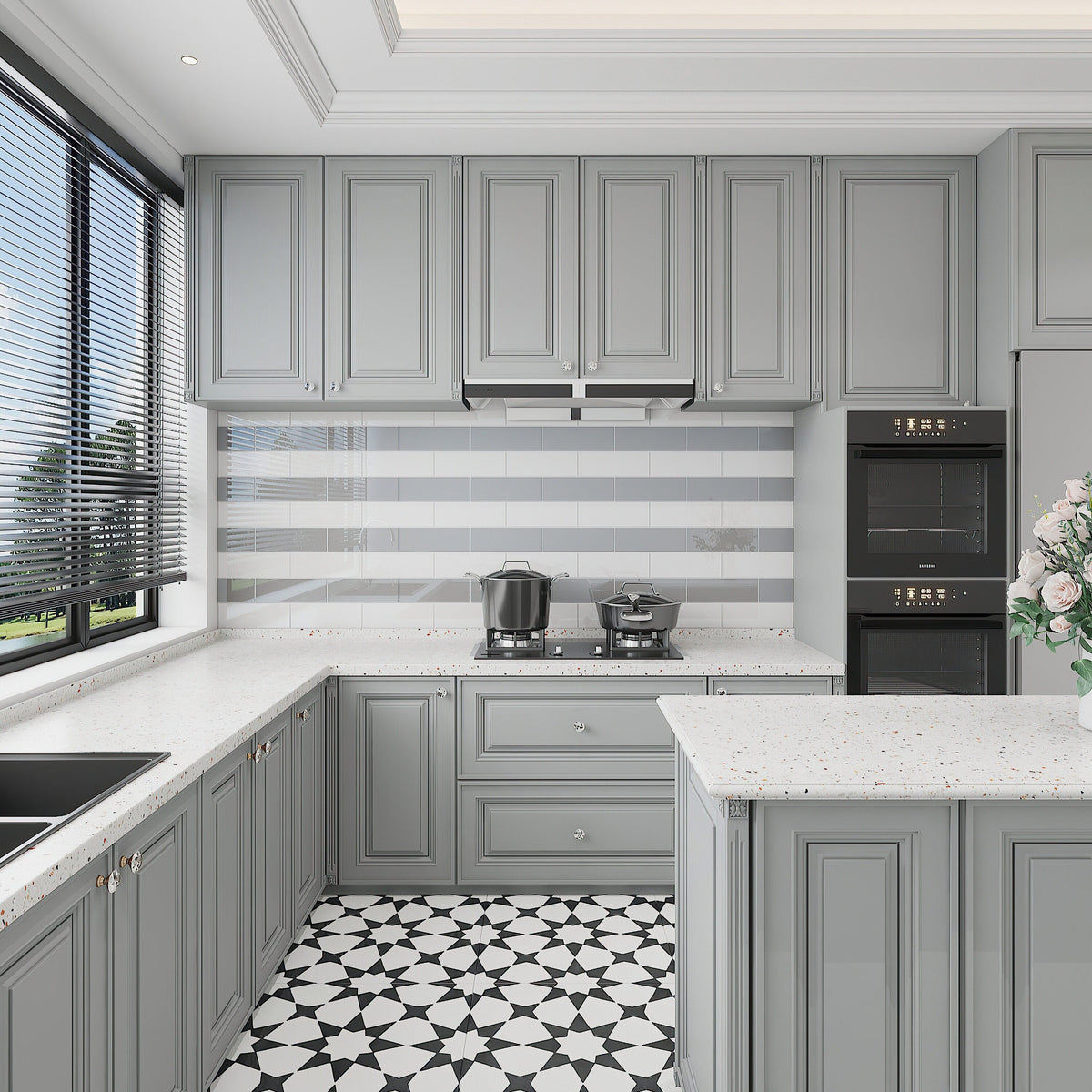 Giorbello Classic Premium True Gray 4-in x 12-in Glossy Glass Subway Wall Tile (5-sq. ft/ Carton)