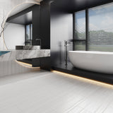 Giorbello Spazio Lazer White 4-in x 12-in Matte Porcelain Floor and Wall Tile (8-sq. ft/ Carton)