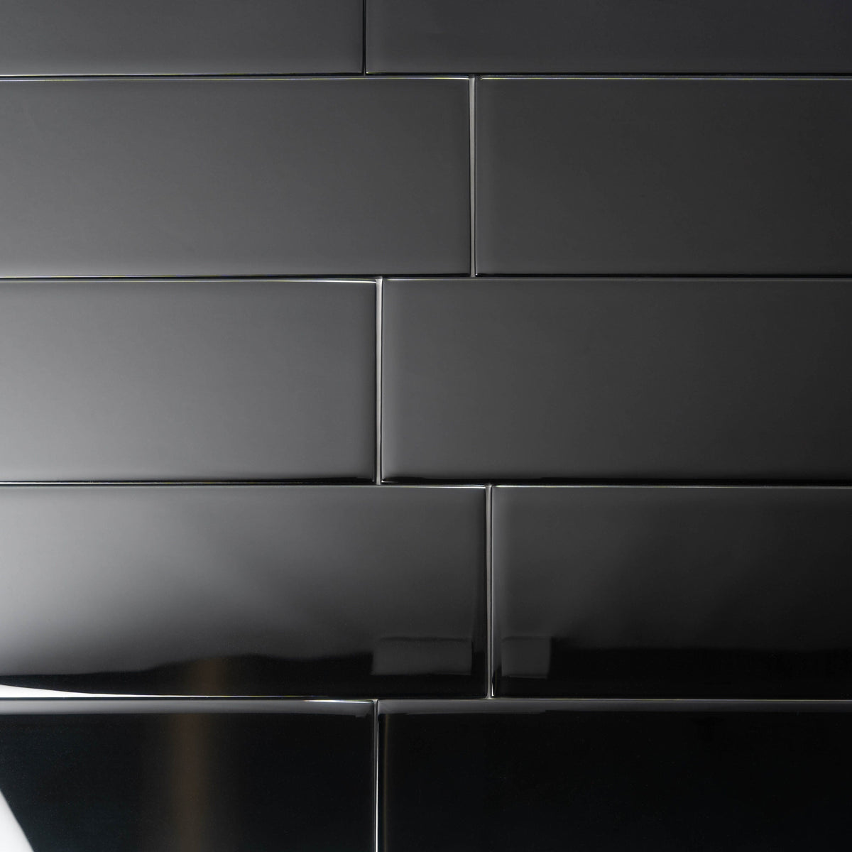 Apollo Tile (Sample) Wall Tile Black 4-in x 4-in Glossy Glass Brick Subway Wall Tile