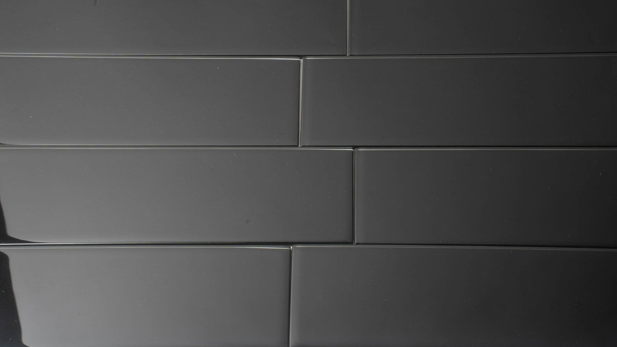 Apollo Tile (Sample) Wall Tile Black 4-in x 4-in Glossy Glass Brick Subway Wall Tile