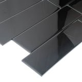 Apollo Tile (Sample) Wall Tile Black 4-in x 4-in Glossy Glass Brick Subway Wall Tile