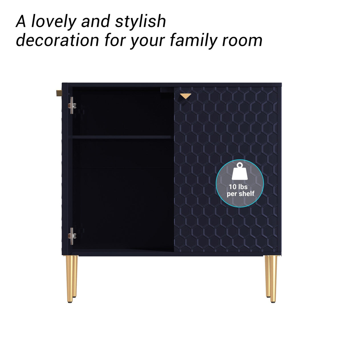 Clihome 2-Door Cabinets 31.5-in W x 32-in H Wood Composite Blue Freestanding Utility Storage Cabinet