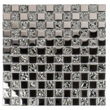 Apollo Tile Elaina Steel Gray and Silver 12-in x 12-in Glossy Glass Uniform Squares Floor and Wall Tile (4.83-sq. ft/ Carton)