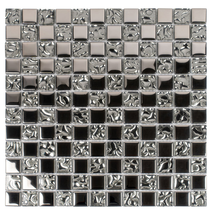 Apollo Tile Elaina Steel Gray and Silver 12-in x 12-in Glossy Glass Uniform Squares Floor and Wall Tile (4.83-sq. ft/ Carton)