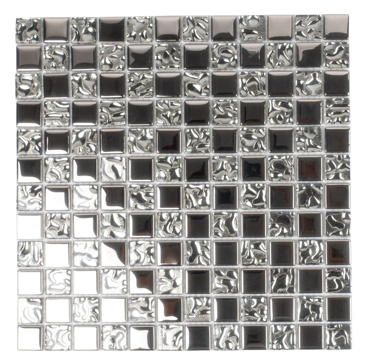 Apollo Tile Elaina Steel Gray and Silver 12-in x 12-in Glossy Glass Uniform Squares Floor and Wall Tile (4.83-sq. ft/ Carton)