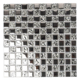 Apollo Tile Elaina Steel Gray and Silver 12-in x 12-in Glossy Glass Uniform Squares Floor and Wall Tile (4.83-sq. ft/ Carton)