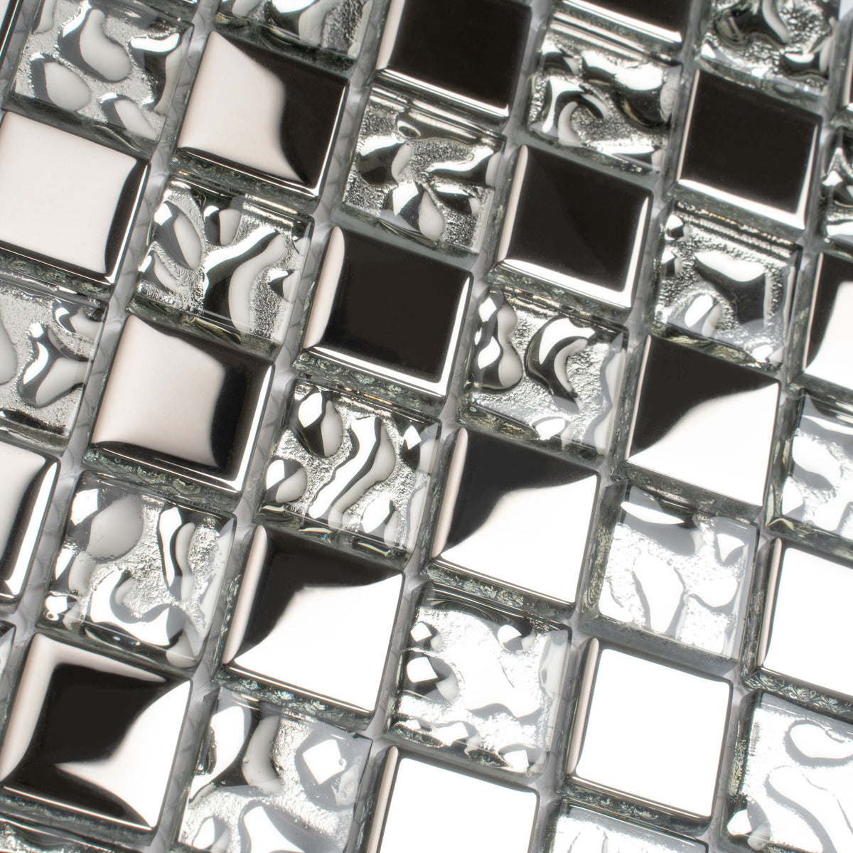 Apollo Tile (Sample) Elaina Steel Gray and Silver 4-in x 4-in Glossy Glass Uniform Squares Floor and Wall Tile