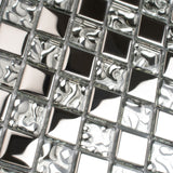 Apollo Tile (Sample) Elaina Steel Gray and Silver 4-in x 4-in Glossy Glass Uniform Squares Floor and Wall Tile