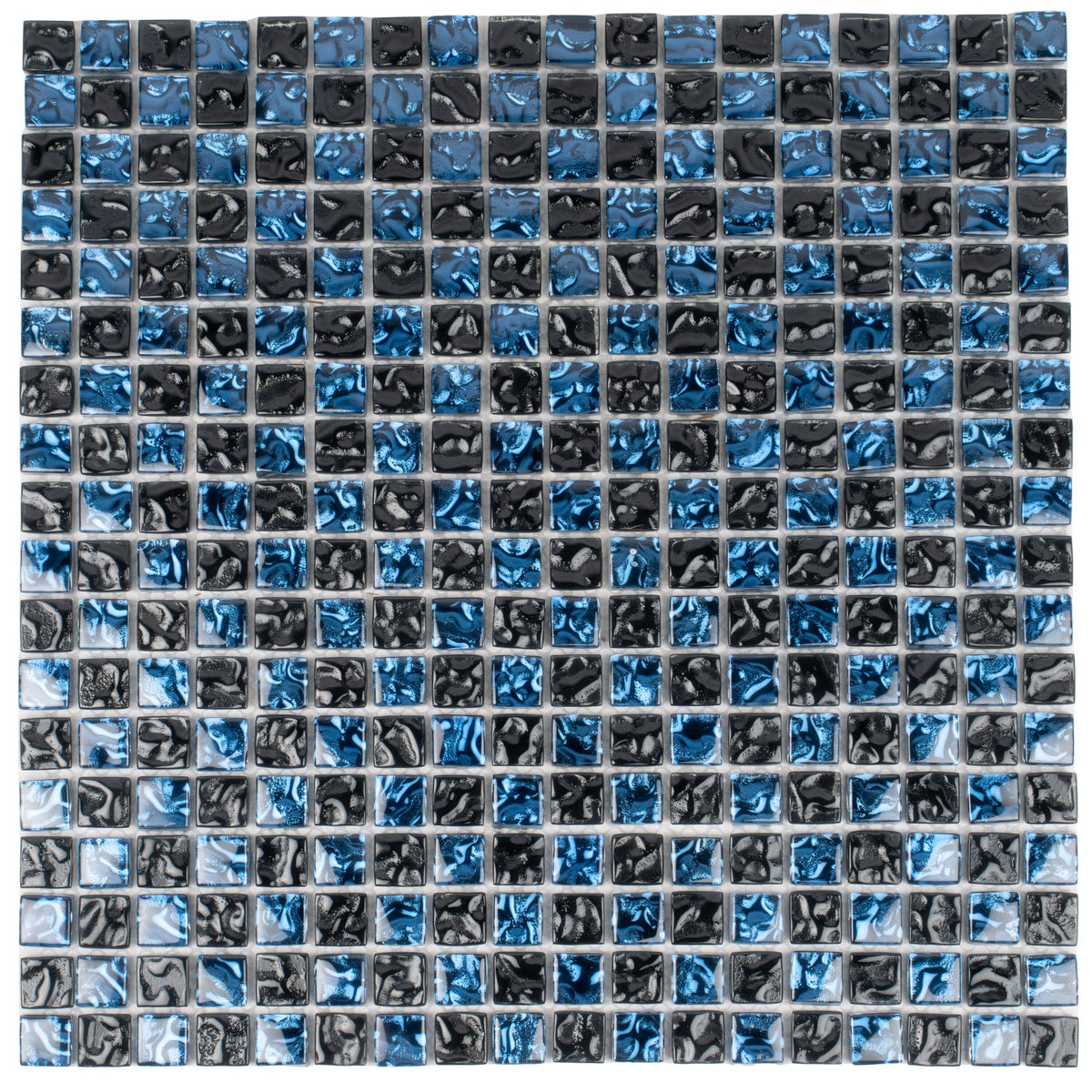 Apollo Tile (Sample) Elaina Blue and Black 4-in x 4-in Glossy Glass Uniform Squares Mosaic Floor and Wall Tile