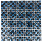 Apollo Tile (Sample) Elaina Blue and Black 4-in x 4-in Glossy Glass Uniform Squares Mosaic Floor and Wall Tile