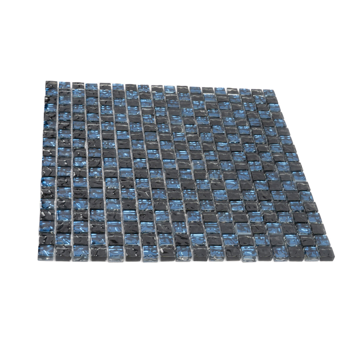 Apollo Tile (Sample) Elaina Blue and Black 4-in x 4-in Glossy Glass Uniform Squares Mosaic Floor and Wall Tile