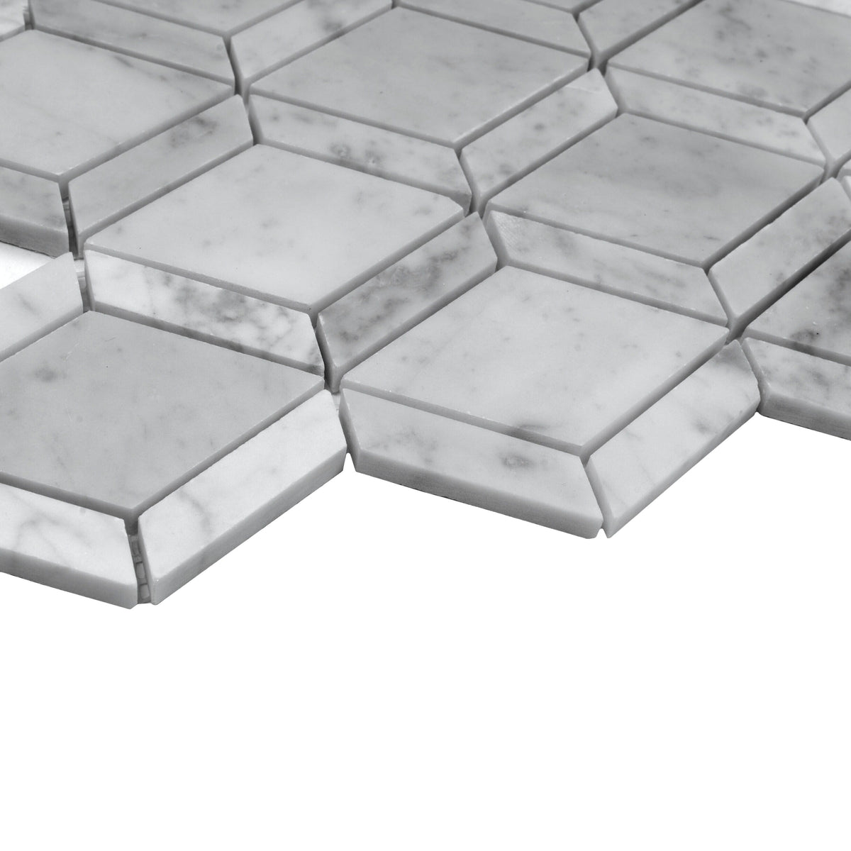 Apollo Tile (Sample) Gray 4-in x 4-in Carrara-look Marble Diamond Mosaic Floor and Wall Tile