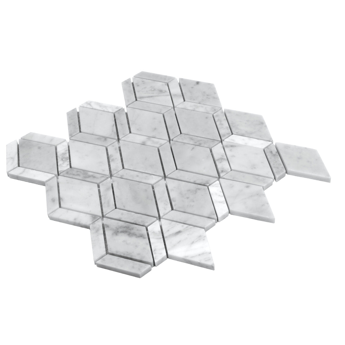 Apollo Tile (Sample) Gray 4-in x 4-in Carrara-look Marble Diamond Mosaic Floor and Wall Tile