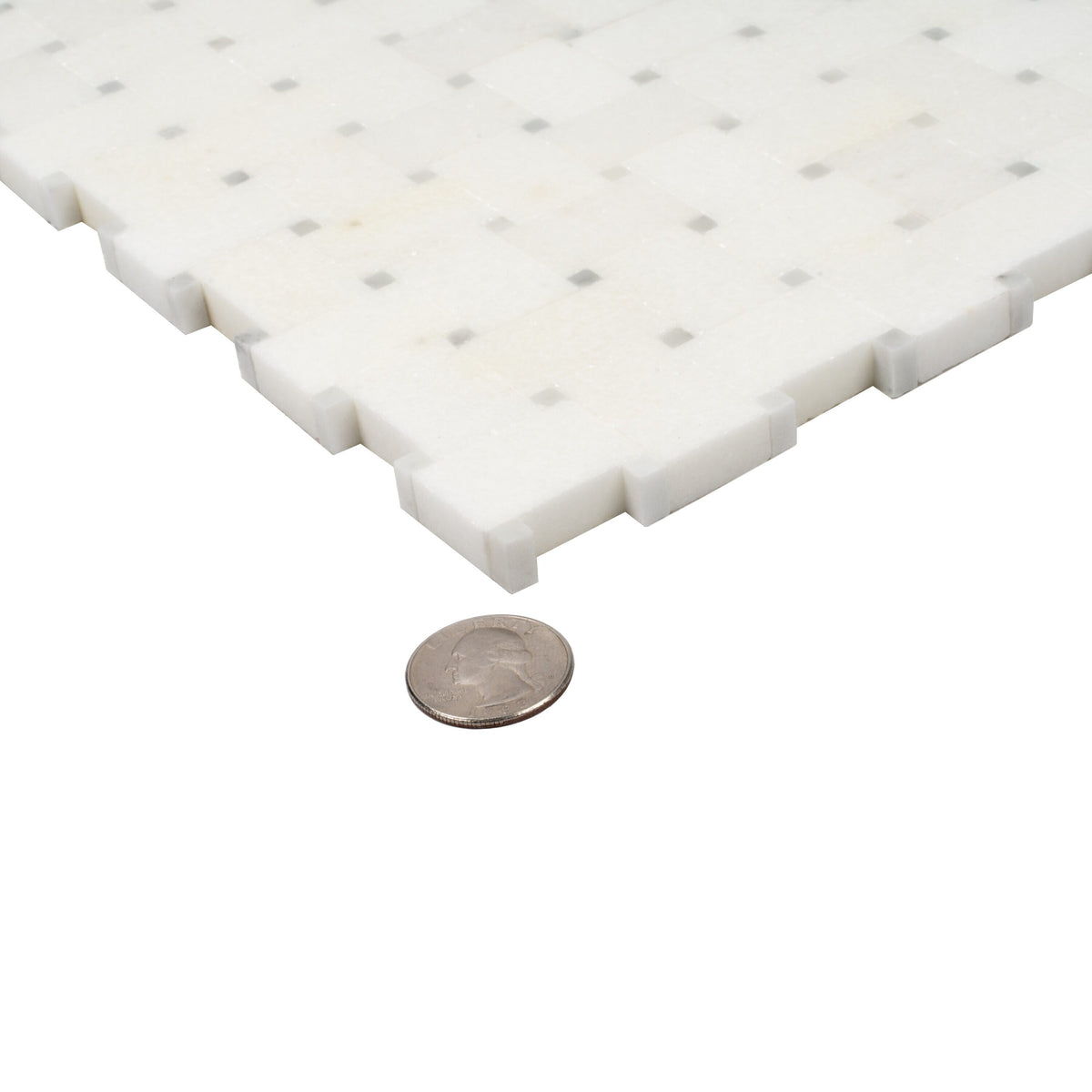 Apollo Tile Athens White 12-in x 12-in Polished Natural Stone Marble Basketweave Marble Look Floor and Wall Tile (4.83-sq. ft/ Carton)