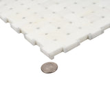 Apollo Tile Athens White 12-in x 12-in Polished Natural Stone Marble Basketweave Marble Look Floor and Wall Tile (4.83-sq. ft/ Carton)