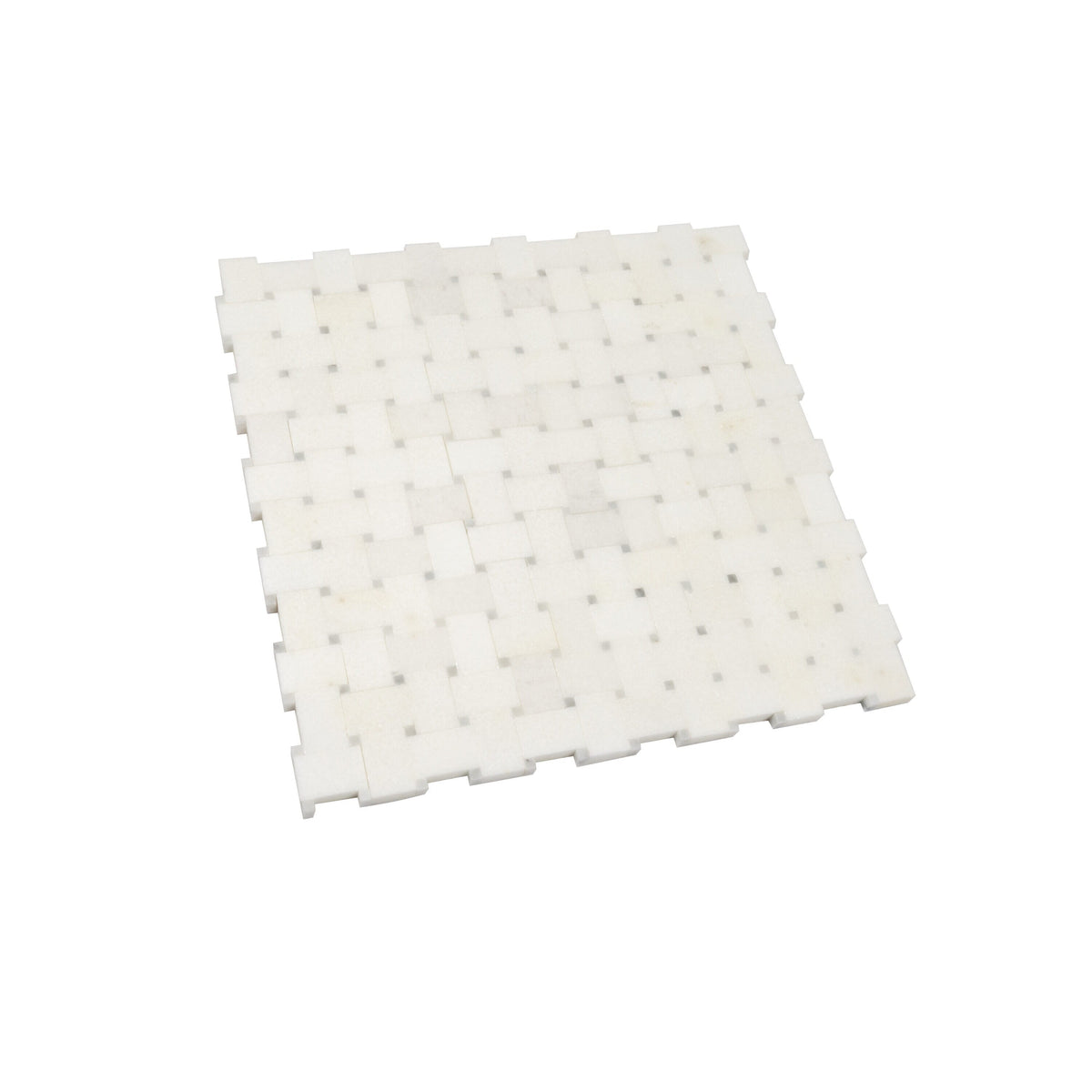 Apollo Tile Athens White 12-in x 12-in Polished Natural Stone Marble Basketweave Marble Look Floor and Wall Tile (4.83-sq. ft/ Carton)