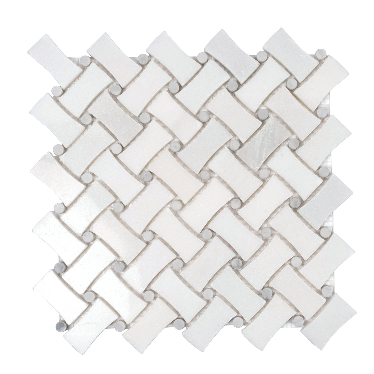 Apollo Tile Athens White 11-in x 11-in Polished Natural Stone Marble Basketweave Marble Look Floor and Wall Tile (4.2-sq. ft/ Carton)