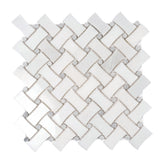 Apollo Tile Athens White 11-in x 11-in Polished Natural Stone Marble Basketweave Marble Look Floor and Wall Tile (4.2-sq. ft/ Carton)
