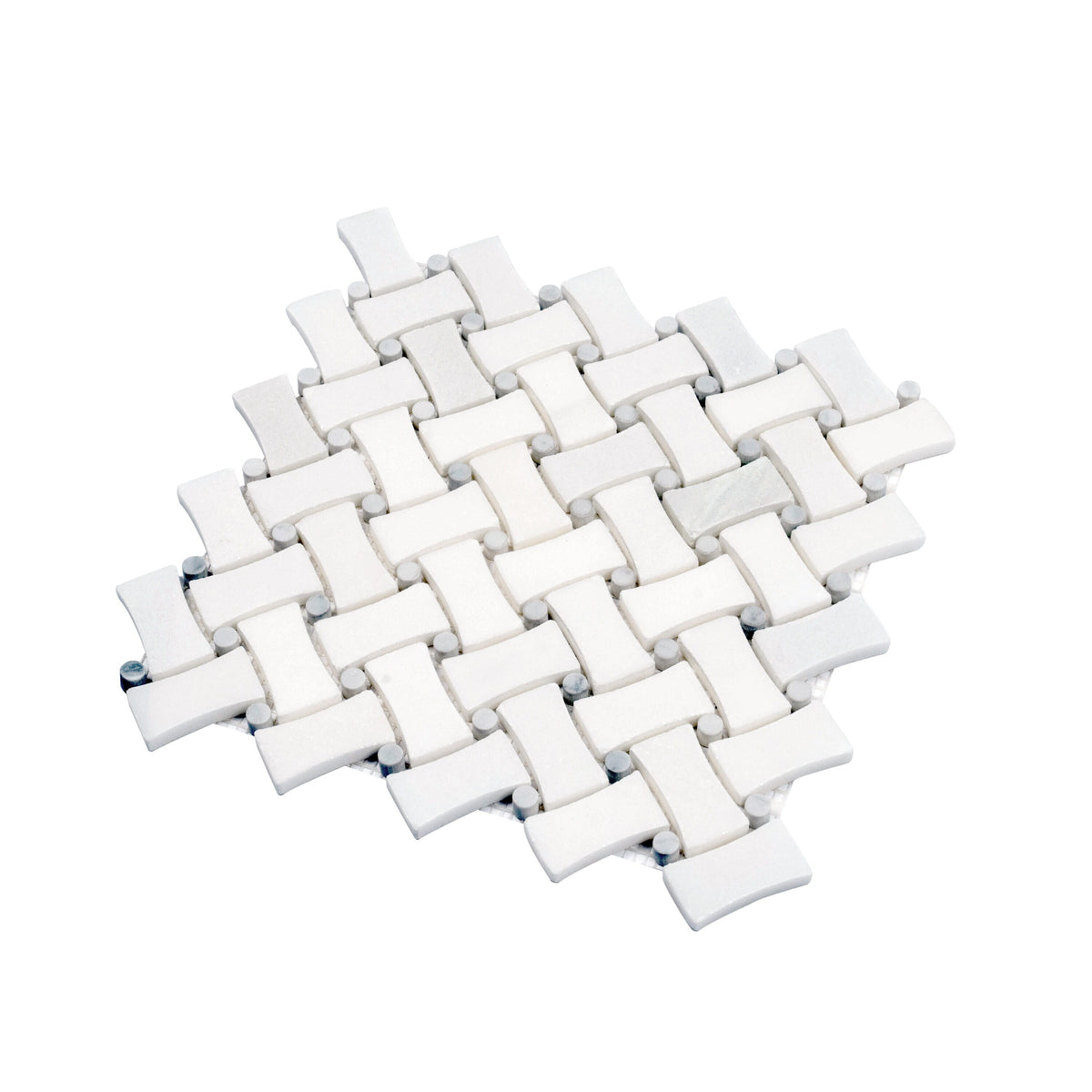 Apollo Tile Athens White 11-in x 11-in Polished Natural Stone Marble Basketweave Marble Look Floor and Wall Tile (4.2-sq. ft/ Carton)