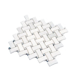 Apollo Tile Athens White 11-in x 11-in Polished Natural Stone Marble Basketweave Marble Look Floor and Wall Tile (4.2-sq. ft/ Carton)
