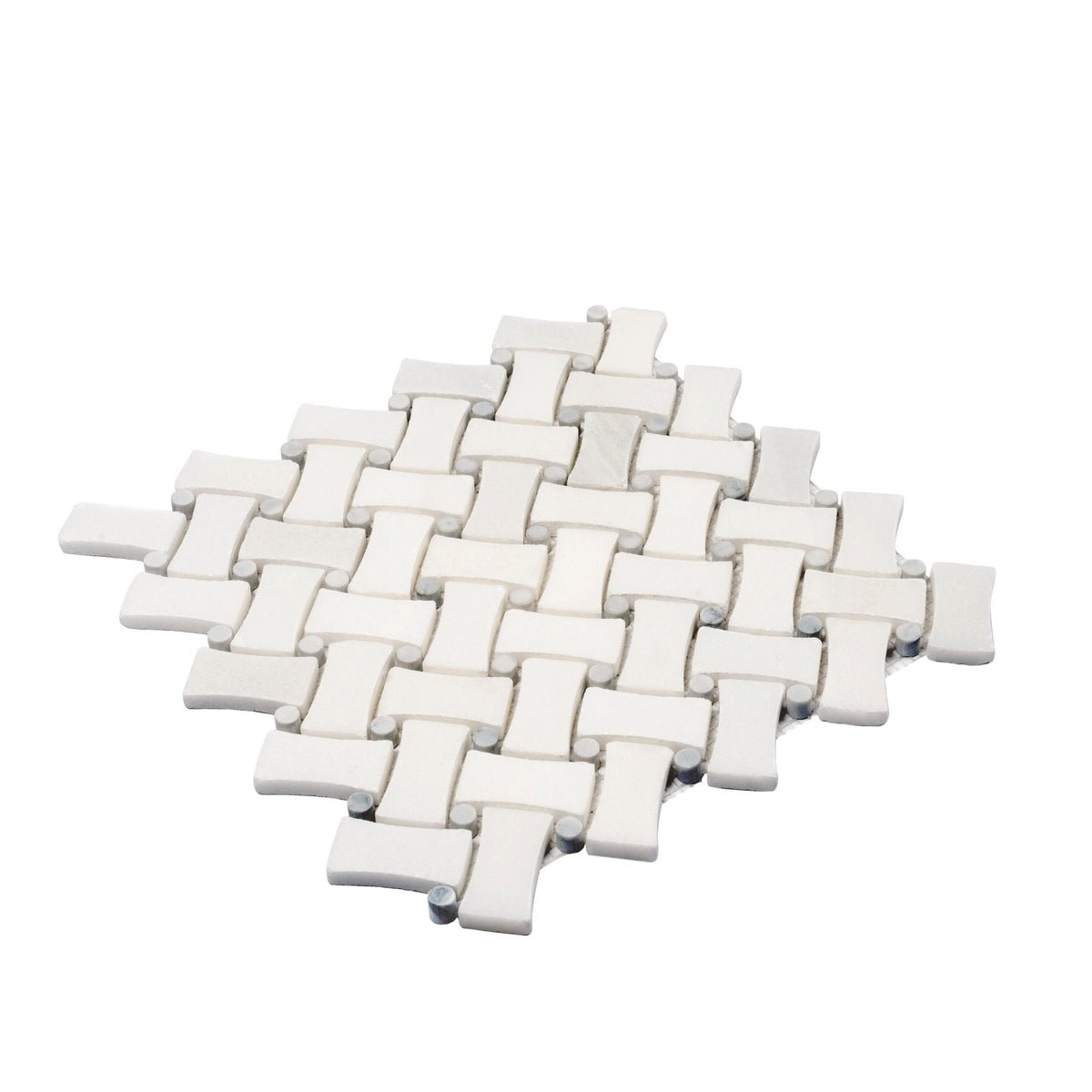 Apollo Tile Athens White 11-in x 11-in Polished Natural Stone Marble Basketweave Marble Look Floor and Wall Tile (4.2-sq. ft/ Carton)