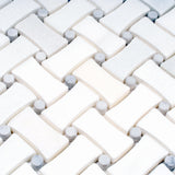 Apollo Tile Athens White 11-in x 11-in Polished Natural Stone Marble Basketweave Marble Look Floor and Wall Tile (4.2-sq. ft/ Carton)