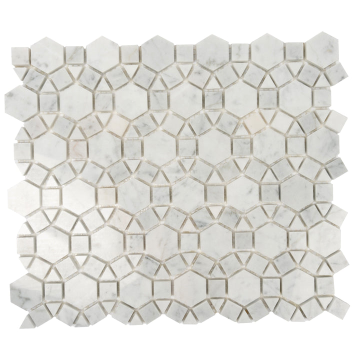 Apollo Tile (Sample) Athens White 4-in x 4-in Polished Marble Mixed Pattern Mosaic Wall Tile
