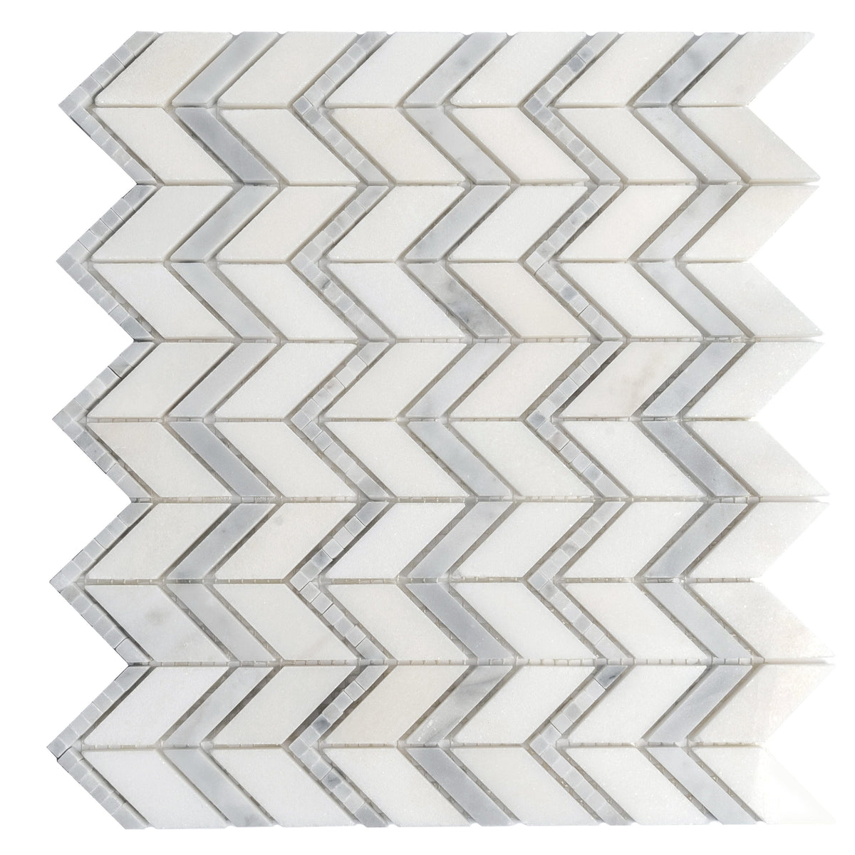 Apollo Tile (Sample) Athens White and Gray 4-in x 4-in Polished Marble Chevron Marble Look Floor and Wall Tile