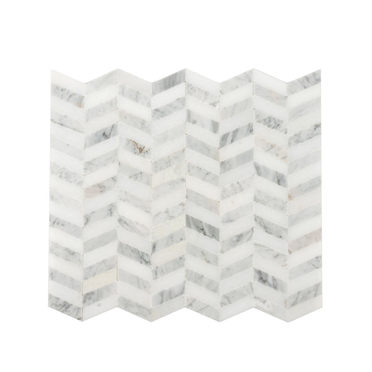 Apollo Tile (Sample) Athens White and Gray 4-in x 4-in Polished Marble Chevron Mosaic Wall Tile
