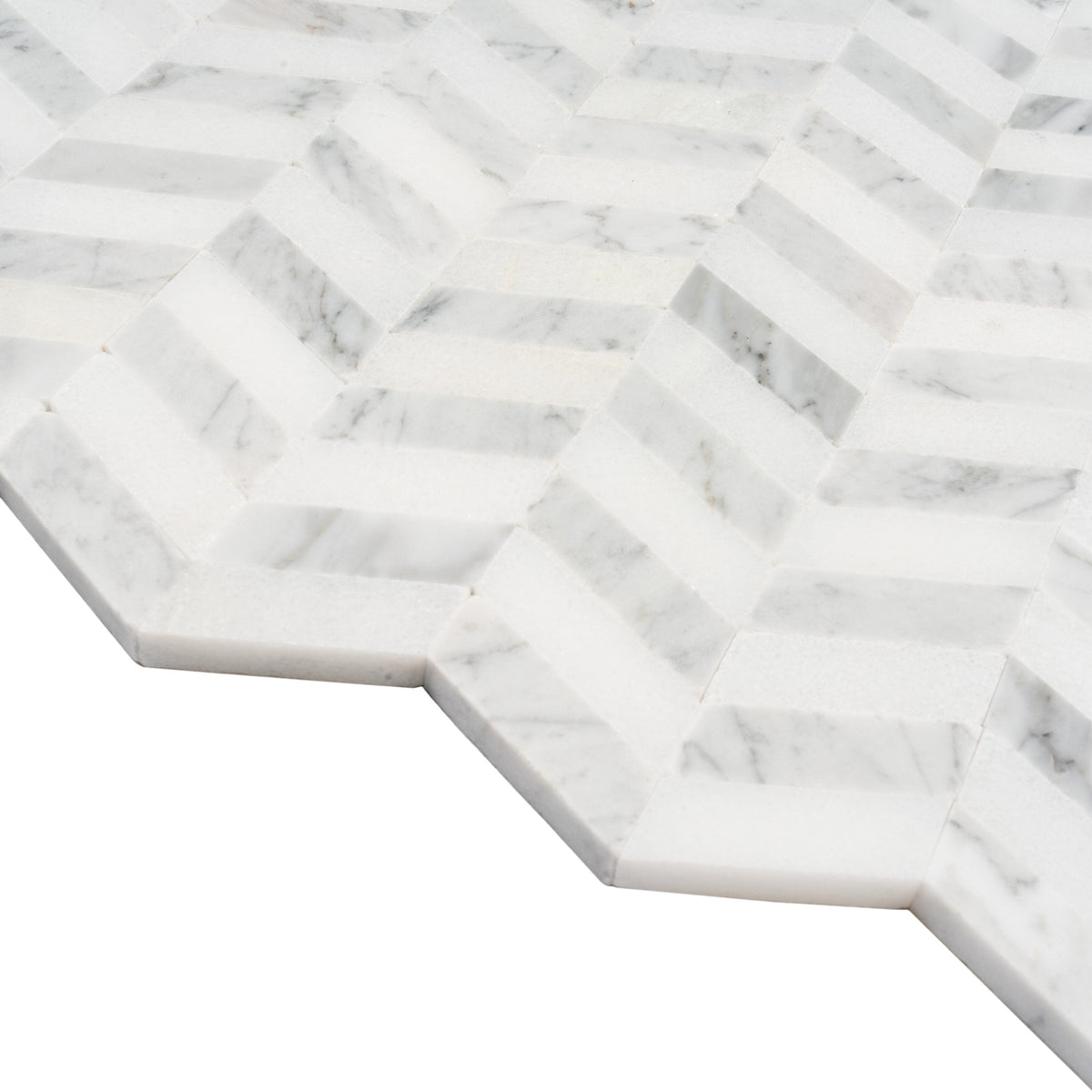 Apollo Tile (Sample) Athens White and Gray 4-in x 4-in Polished Marble Chevron Mosaic Wall Tile
